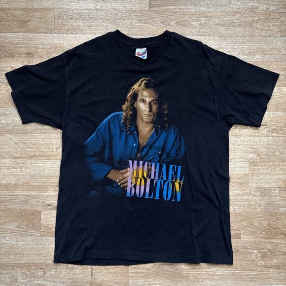 Vintage Michael Bolton World Tour T Shirt Adult XL Black 1994 Band Tee 90s - Picture 2 of 6